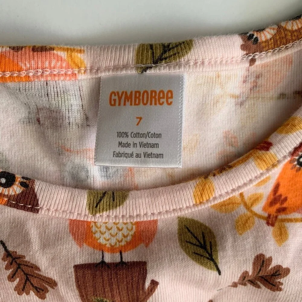 Gymboree Girl Pink Owl print Tee top 7 years